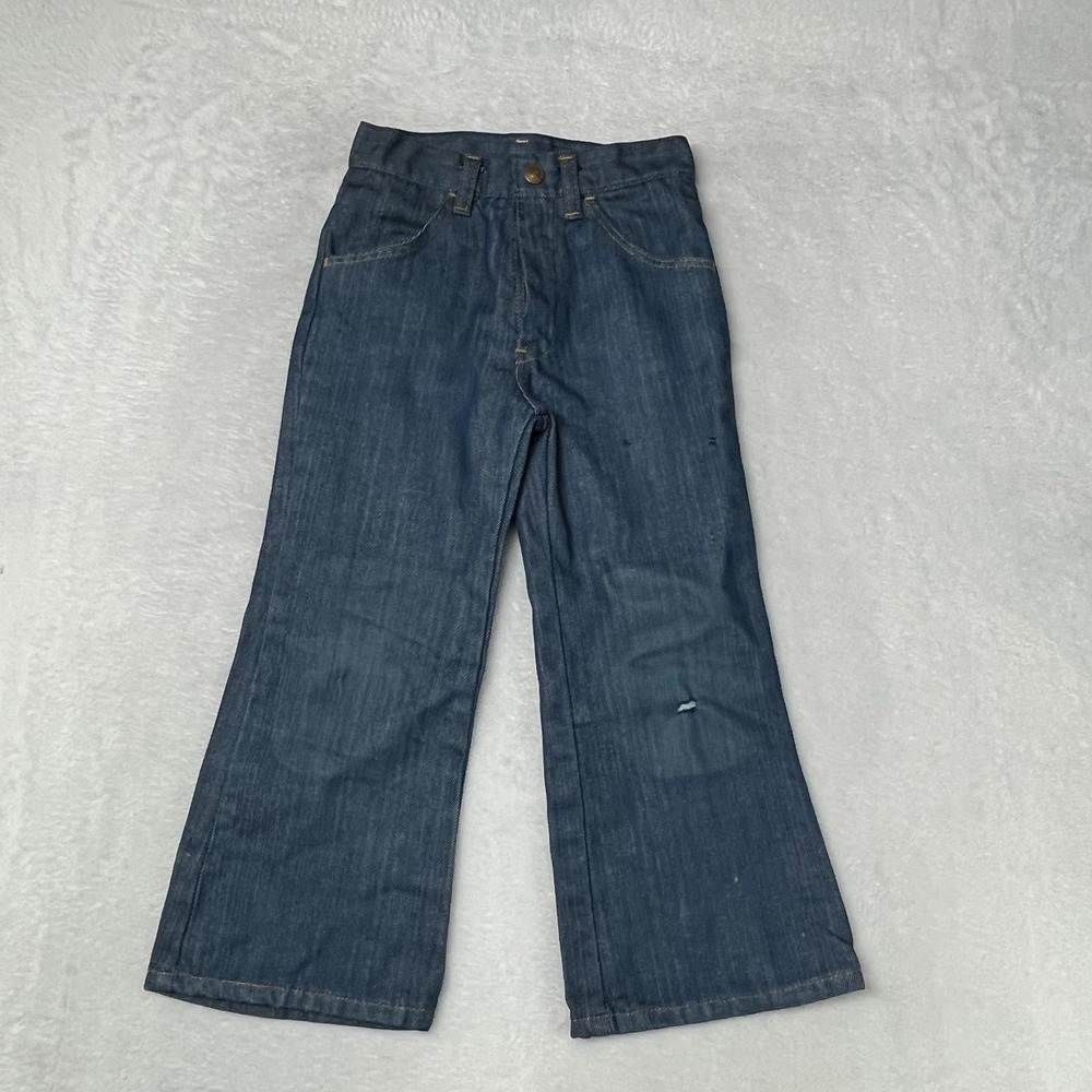 Flared Jeans Kids Girls Blue Denim Pockets Relaxed Fit‎ Snap Zip Fly - 20X17